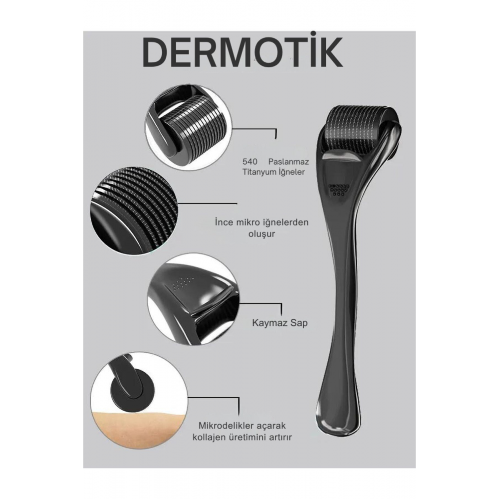 Titanyum Uçlu 540 İğneli Saç Sakal Çıkarma Ve Cilt Bakım Dermarolleri Masaj Aleti 1 mm