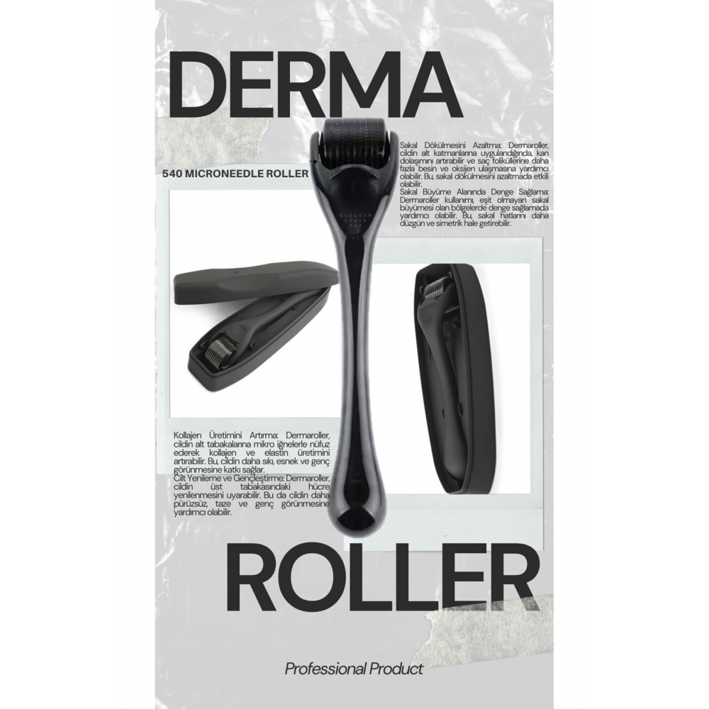 Titanyum Uçlu 540 İğneli Saç Sakal Çıkarma Ve Cilt Bakım Dermarolleri Masaj Aleti 1 mm