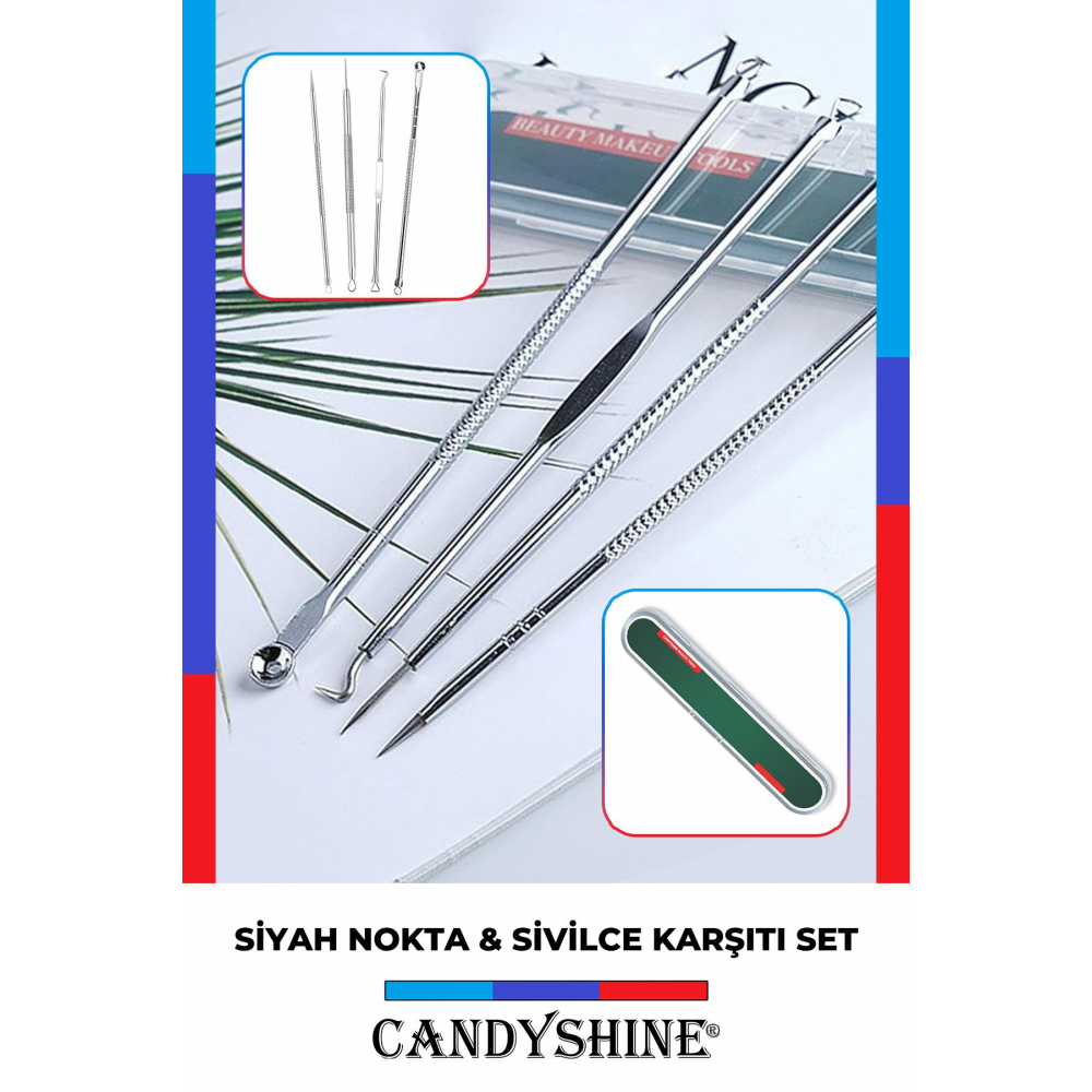 Akne-siyah Nokta Temizleyici 4'lü Set Paslanmaz Çelik Komedon