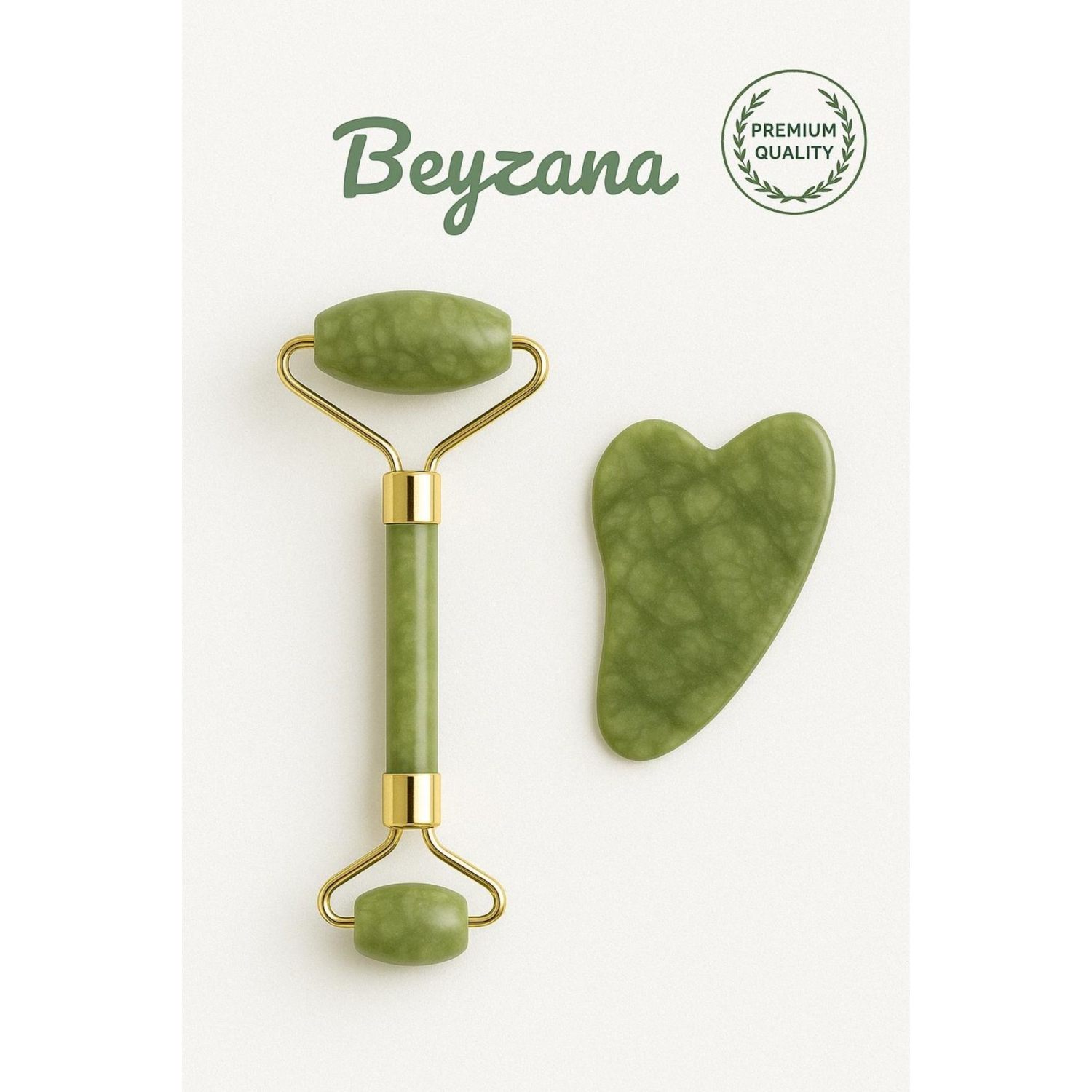 Yeşim %100 Doğal Taş Masaj Aleti Ve Kalp Gua Sha Yüz Bakım Taşı