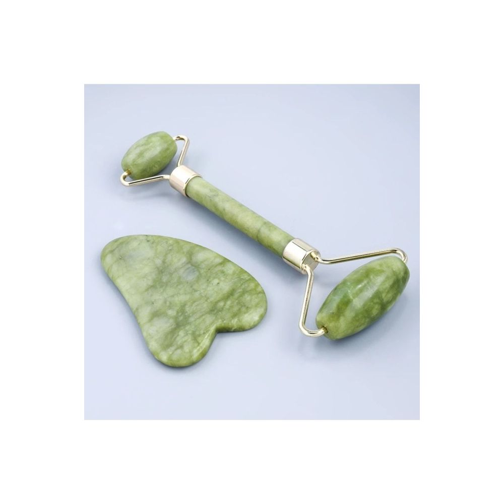 Yeşim %100 Doğal Taş Masaj Aleti Ve Kalp Gua Sha Yüz Bakım Taşı