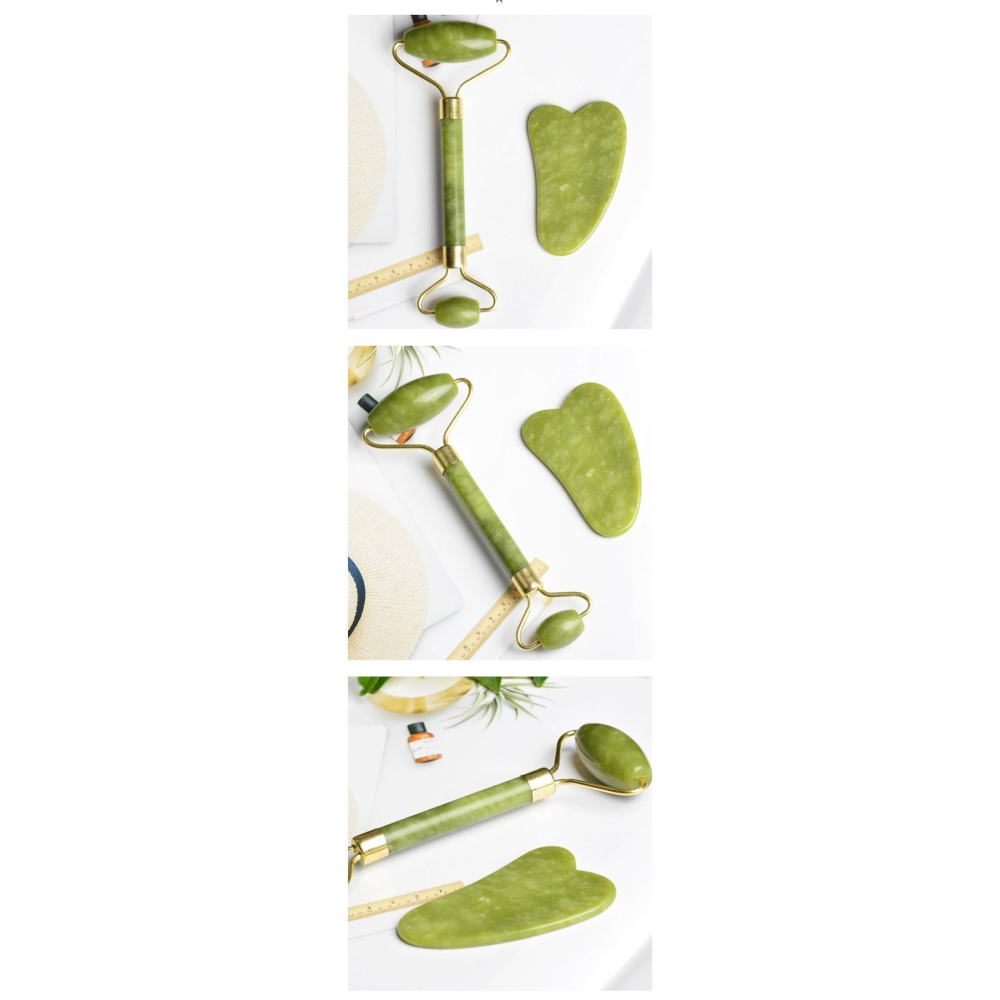 Yeşim %100 Doğal Taş Masaj Aleti Ve Kalp Gua Sha Yüz Bakım Taşı