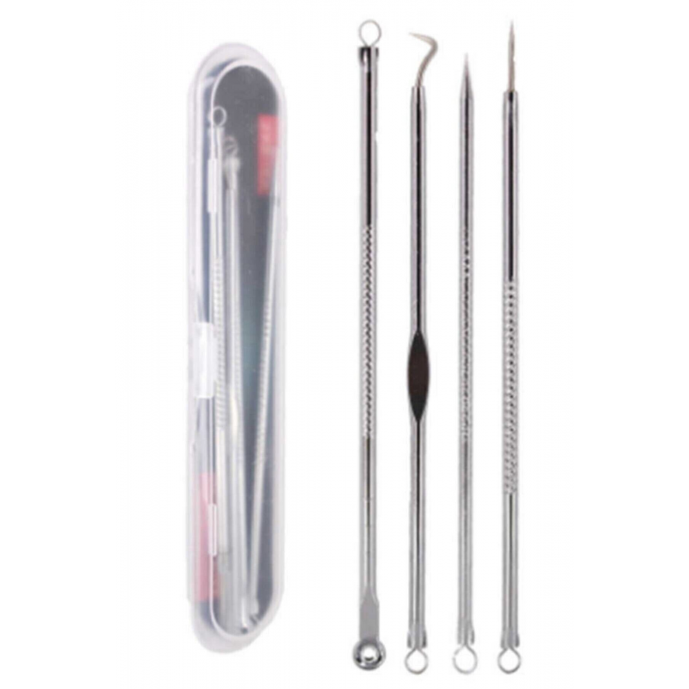 Akne-siyah Nokta Temizleyici 4'lü Set Paslanmaz Çelik Komedon Gümüş Komedon No:3