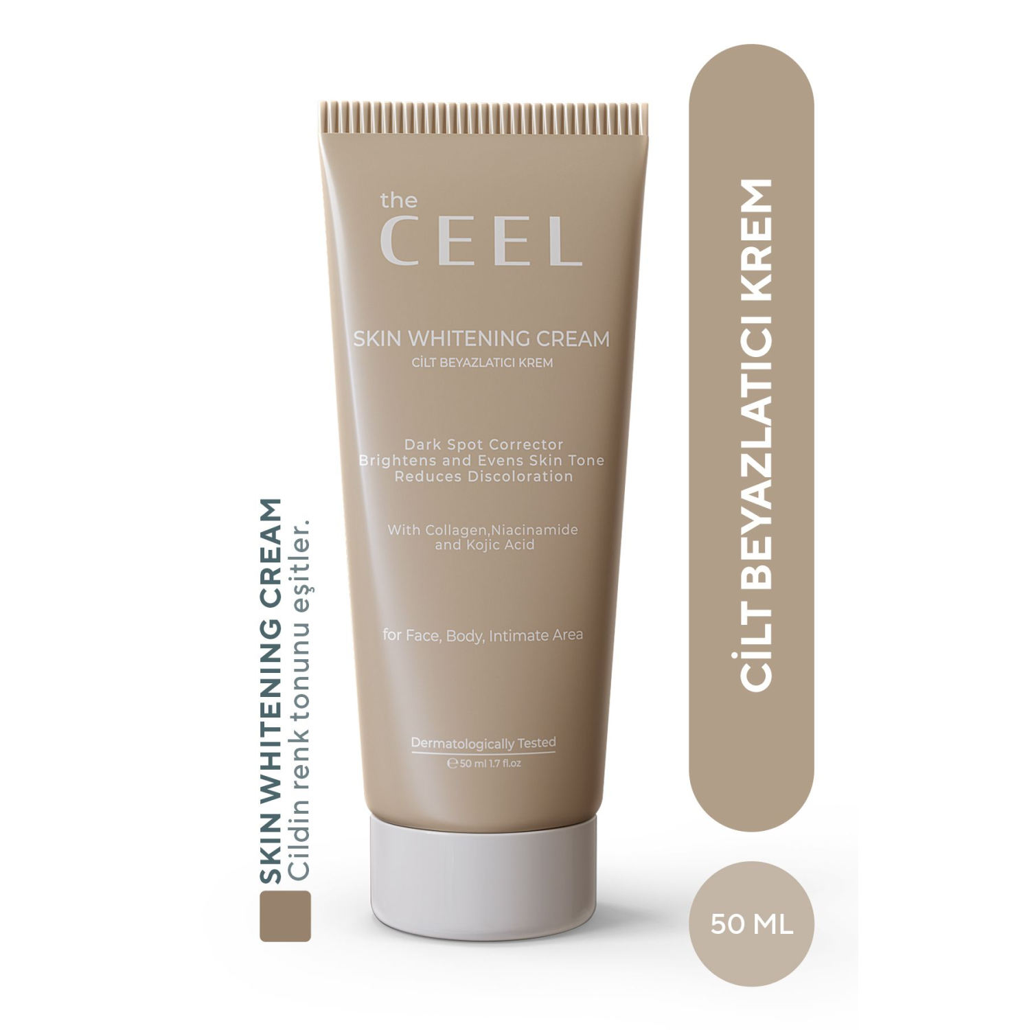 Cilt Beyazlatıcı Aydınlatıcı Glutatyonlu Leke Karşıtı Krem Kolajen, Niacinamide & Kojik Asitli 50 ml