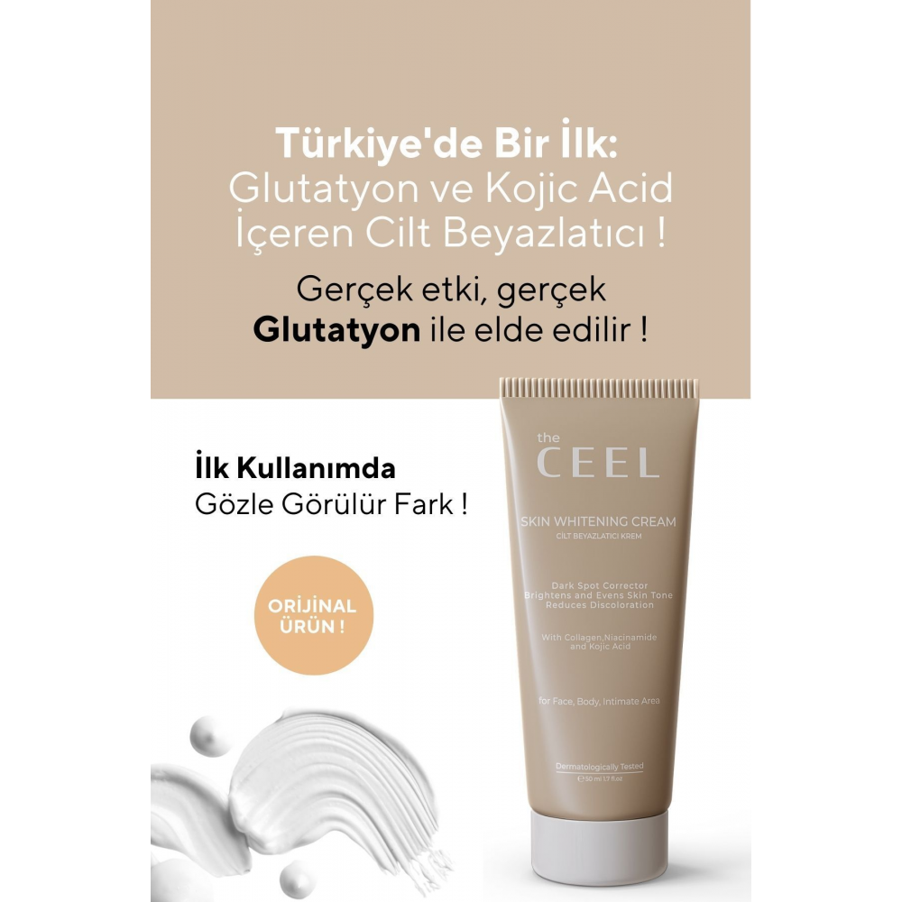 Cilt Beyazlatıcı Aydınlatıcı Glutatyonlu Leke Karşıtı Krem Kolajen, Niacinamide & Kojik Asitli 50 ml