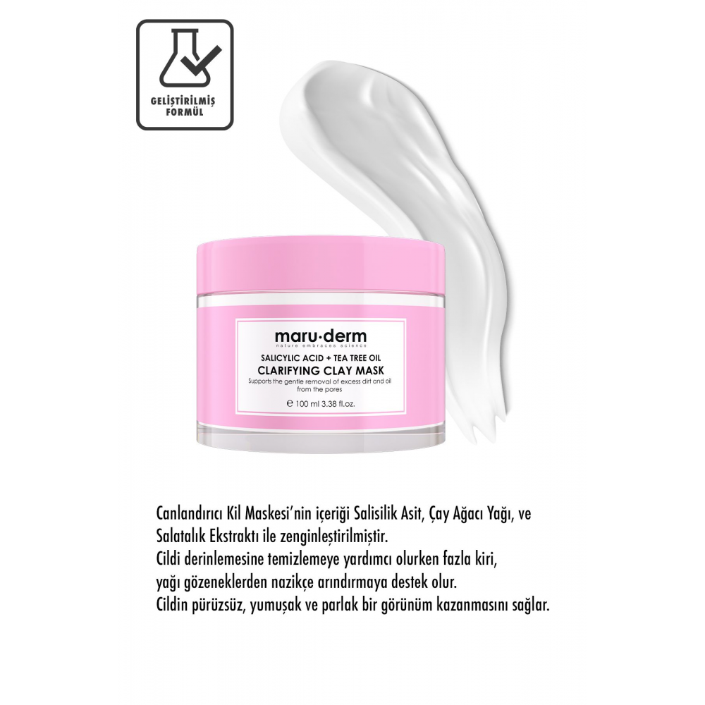 Kil Maskesi | Salisilik Asit + Çay Ağacı Yağı Kil Maskesi 100 ML | Siyah Nokta / Gözenek | Vegan