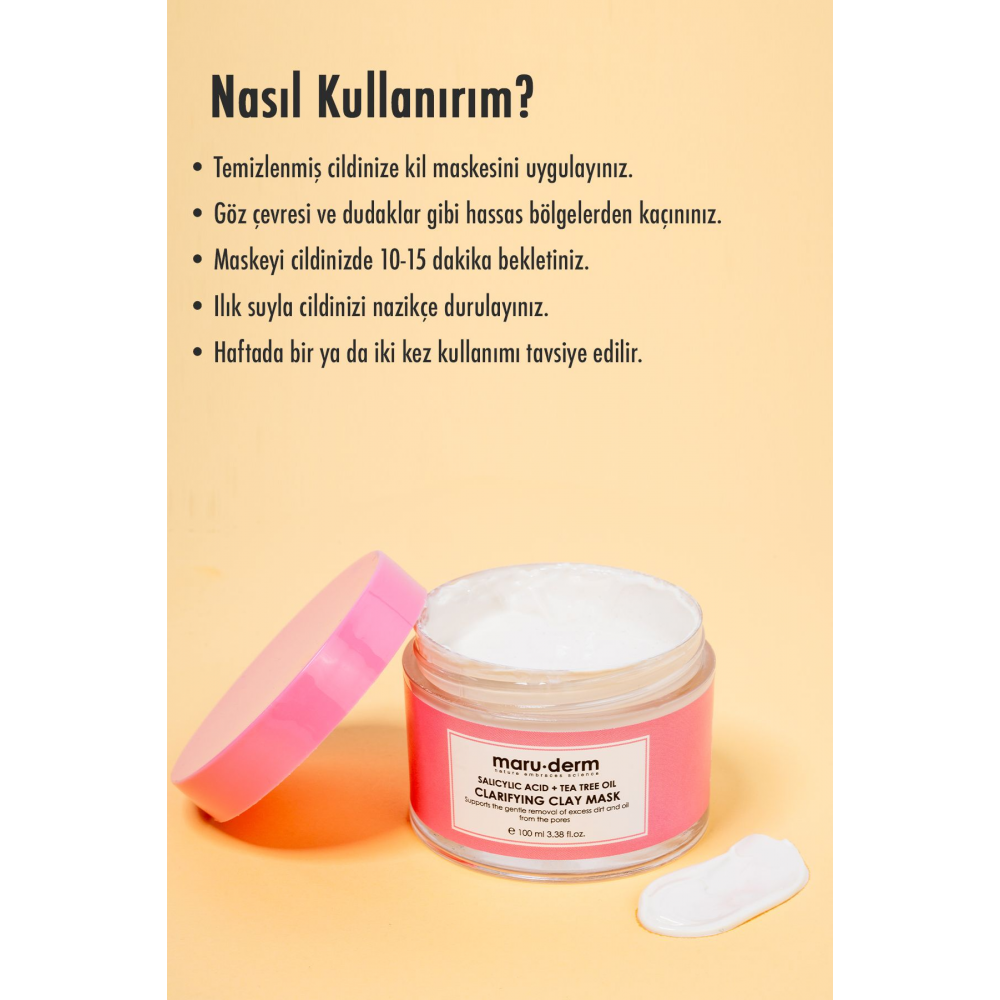 Kil Maskesi | Salisilik Asit + Çay Ağacı Yağı Kil Maskesi 100 ML | Siyah Nokta / Gözenek | Vegan