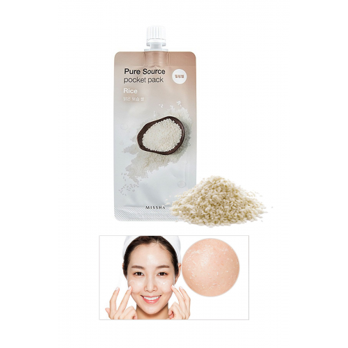 Pirinç Özlü, Ölü Derileri Arındıran, Aydınlatıcı,Peeling Etkili Maske Pure Source Pocket Pack (RİCE)