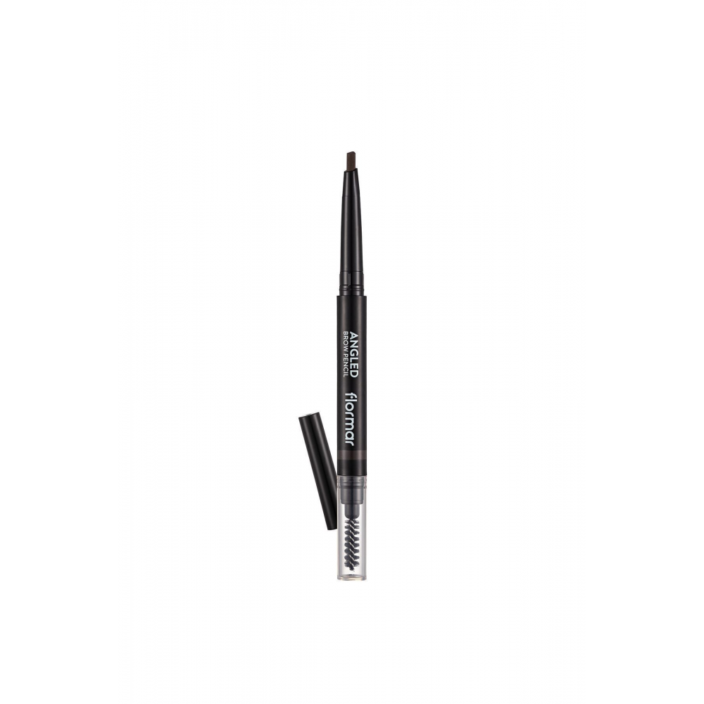 İki Uçlu Açılı Kaş Kalemi ve Kaş Fırçası (Koyu Kahve) - Angled Brow Pencil - 004 - 8690604572069