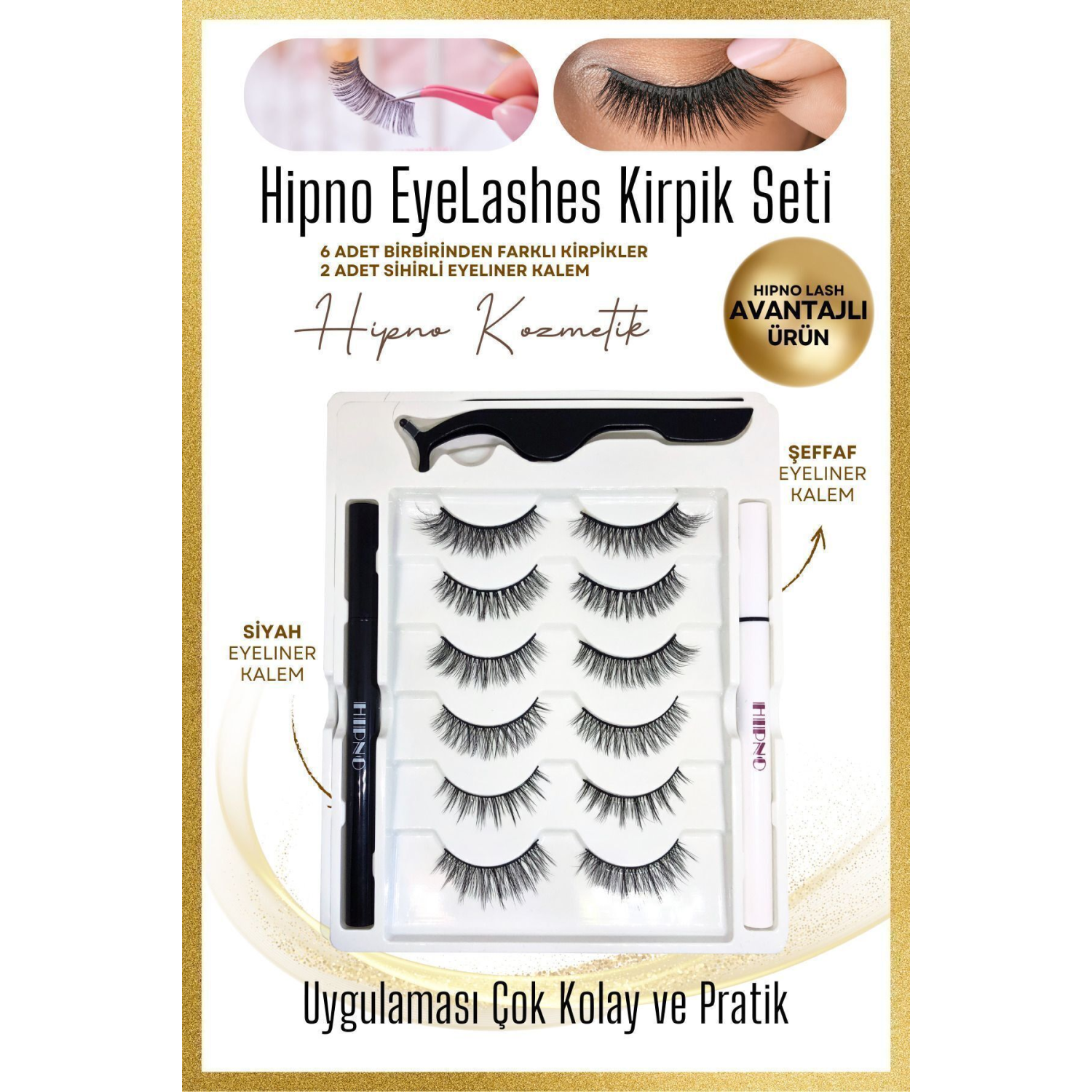 Takma Kirpik Seti 6farklı Model Kalem Yapıştırıcılı 3d Takma Kirpik