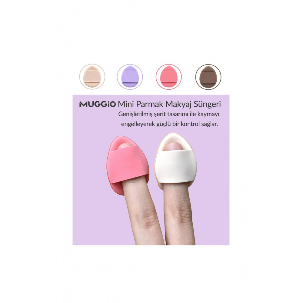 Parmak Makyaj Süngeri - Mini Puf Kapatıcı Pudra Süngeri 4 Adet
