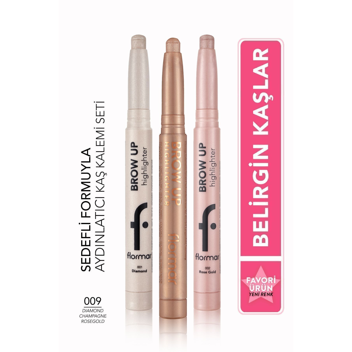 Aydınlatıcı Kaş Kalemi Brow Up 3'lü Set- Diamond/ Champagne/ Rose Gold