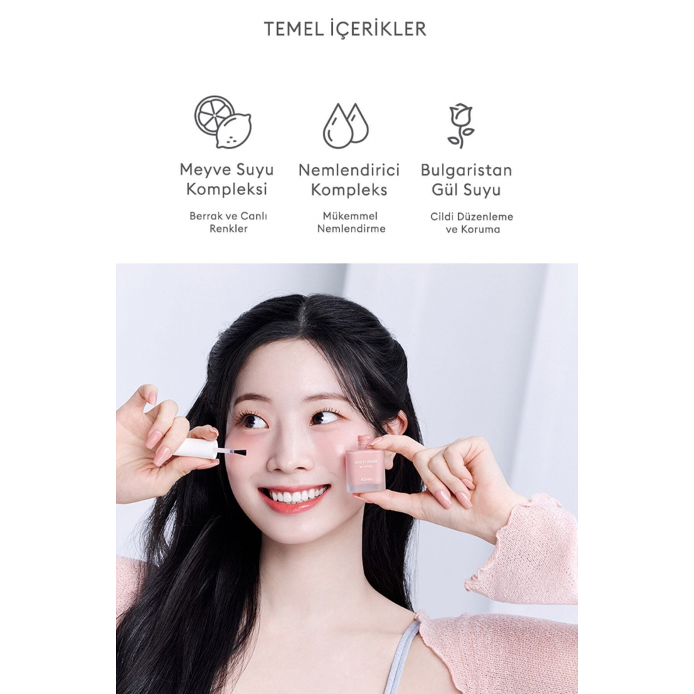 Doğal Görünüm Sunan Nemlendirici Likit Allık 9g. APIEU Juicy-Pang Water Blusher (CR01)
