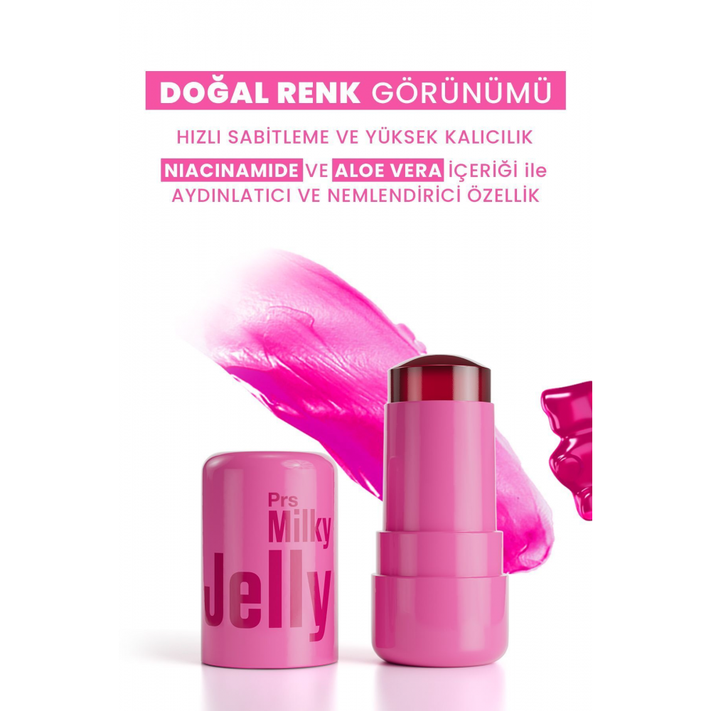 Milky Jelly Doğal Görünüm Dudak ve Yanak Renklendirici Allık Pembe (Pink) 5 GR