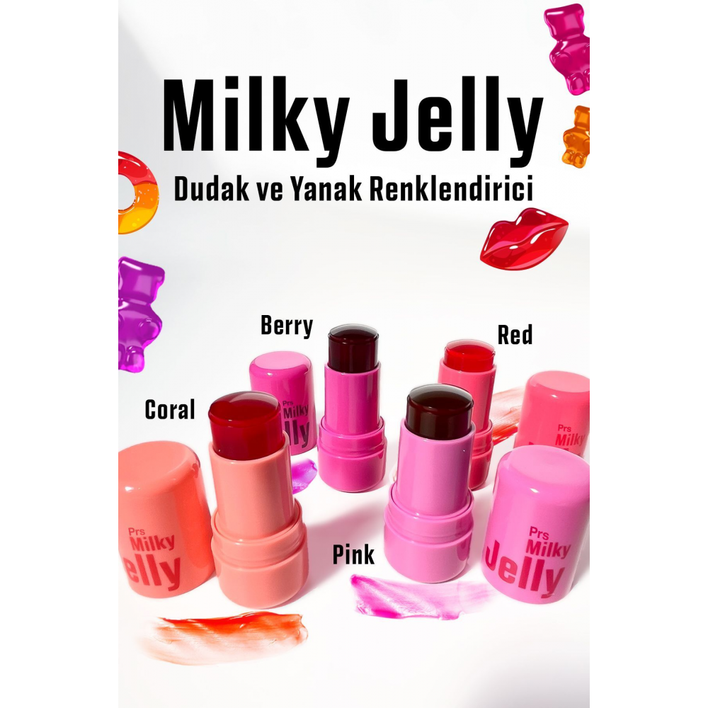 Milky Jelly Doğal Görünüm Dudak ve Yanak Renklendirici Allık Pembe (Pink) 5 GR