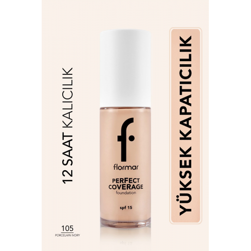Perfect Coverage Yoğun Kapatıcı Su Bazlı Fondöten(PEMBE ALT TON) -105 Porcelain Ivory -8682536058223