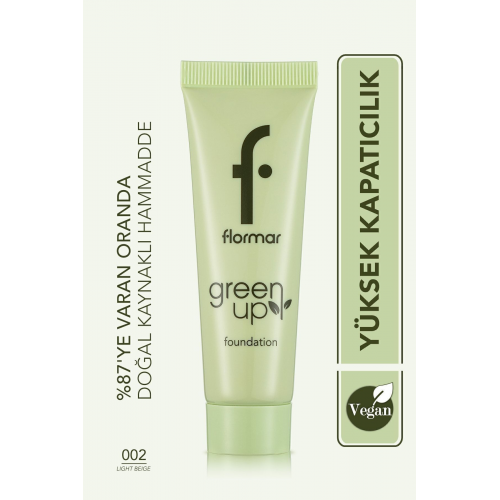 Yarı Mat Bitişli Su Bazlı Vegan Fondöten - Green Up Foundation - 002 LIGHT BEIGE - 4251903322218