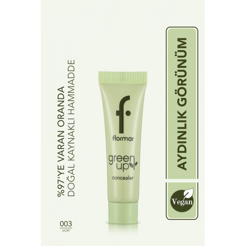 Nemli ve Aydınlık Görünüm Veren Vegan Likit Kapatıcı - Green Up Concealer -003 IVORY- 4251903322263