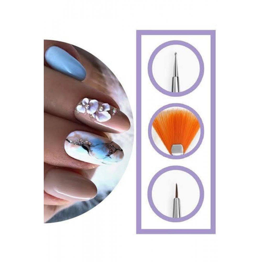 15'li Tırnak Süsleme Fırçası Desen Verme Seti