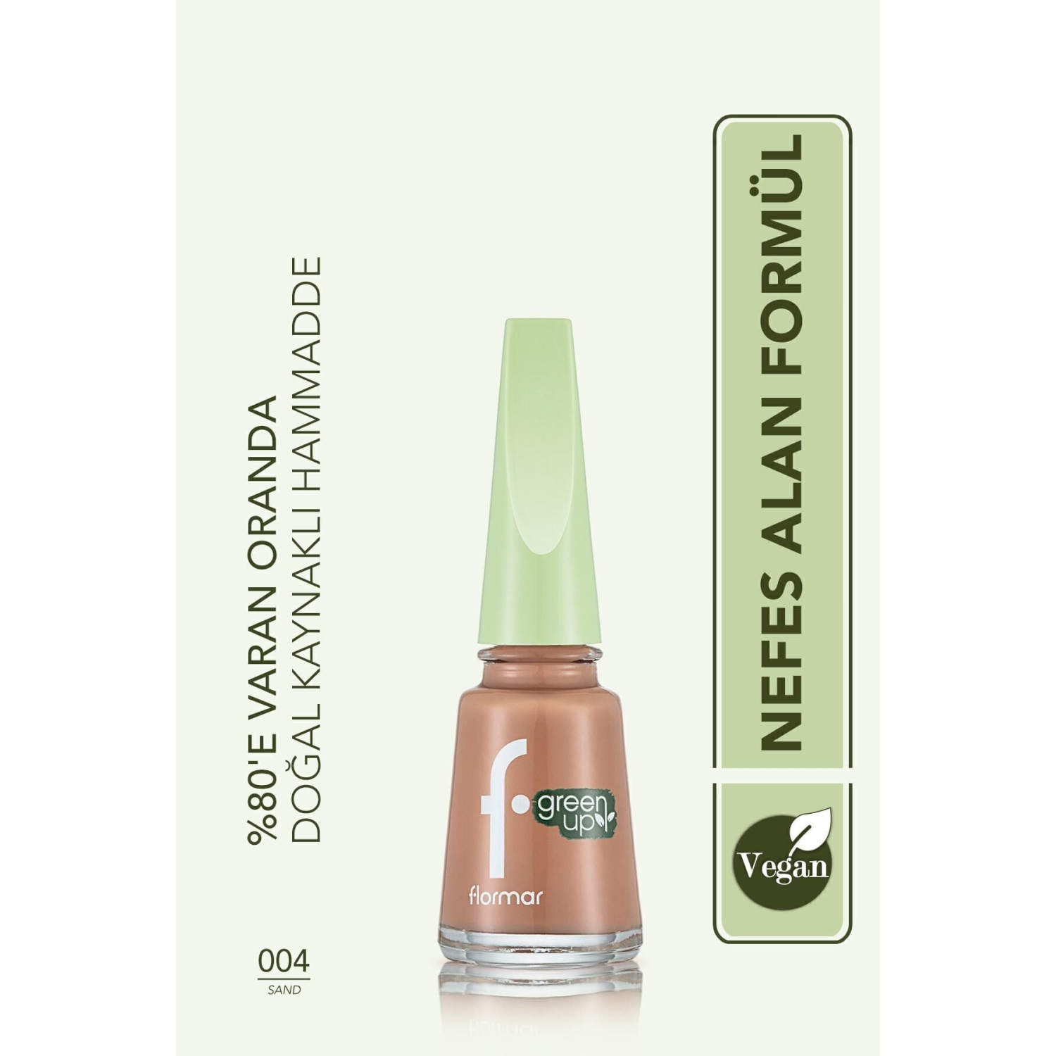 Parlak Bitişli Nefes Alabilen Vegan Oje Green Up Nail Enamel-004 Sand-4251903324014