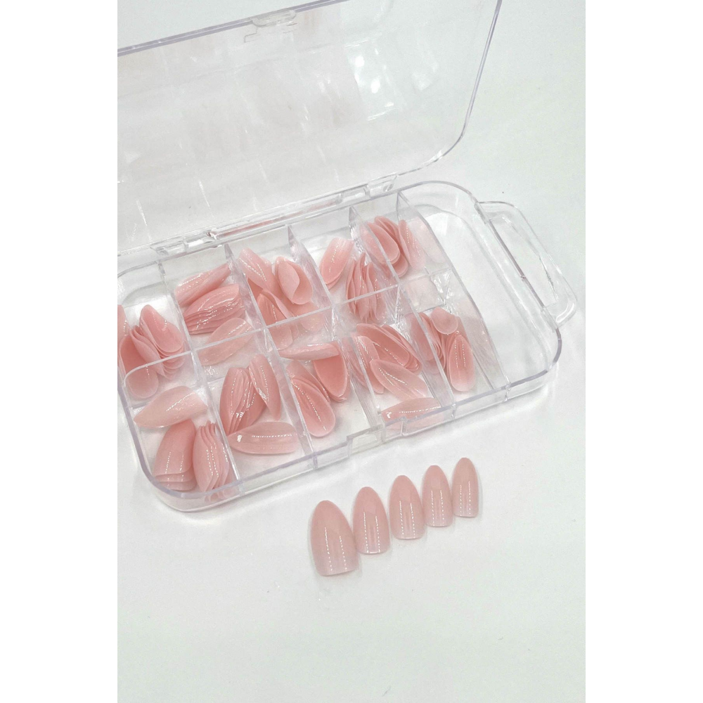 Jel Görünümlü Protez Etkili Takma Tırnak, Badem Takma Tırnak 100'lü