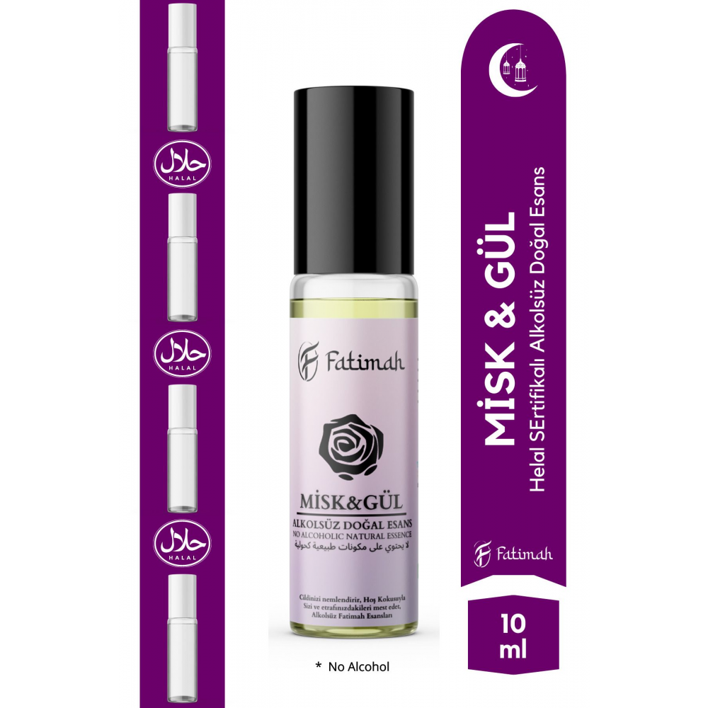 Misk&gül Kokusu Doğal Esans Alkolsüz Esans Esansiyel Yağ Roll On Esans Natural Essence 10ml