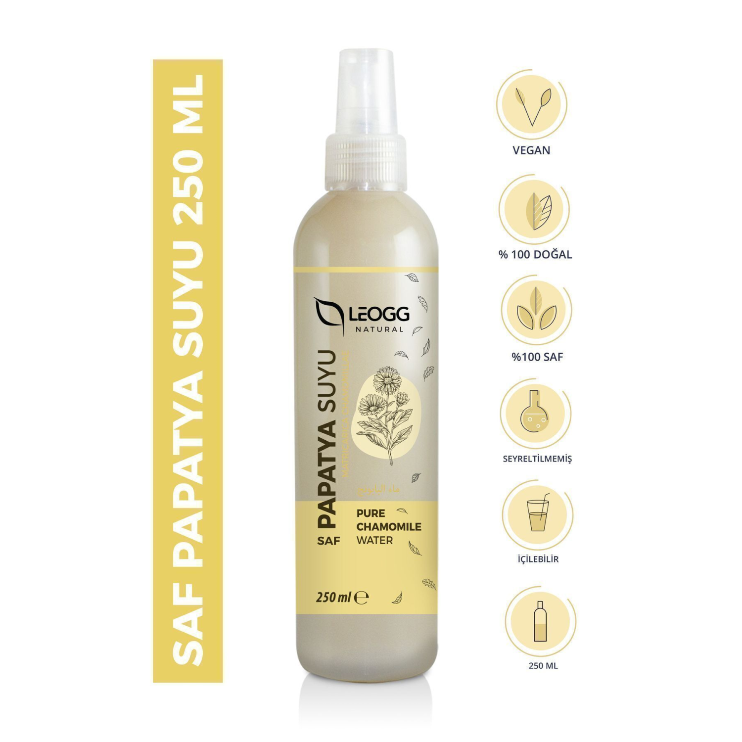 Papatya Suyu 250 ml %100 Saf ve Doğal Rahatlatıcı ve Nemlendirici Saç Açıcı Tonik