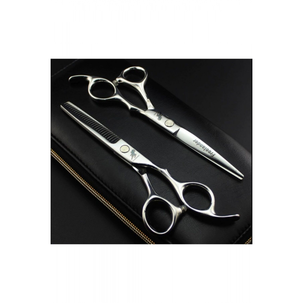 Freelander 2 Parça 6 Inç 17 Cm Uzunluk Özel Deri Çantalı Profesyonel Kuaför Berber Makas Seti