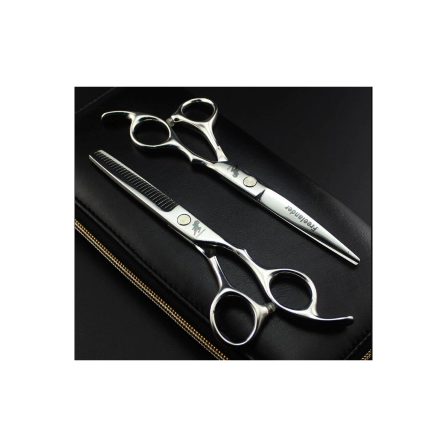 Freelander 2 Parça 6 Inç 17 Cm Uzunluk Özel Deri Çantalı Profesyonel Kuaför Berber Makas Seti