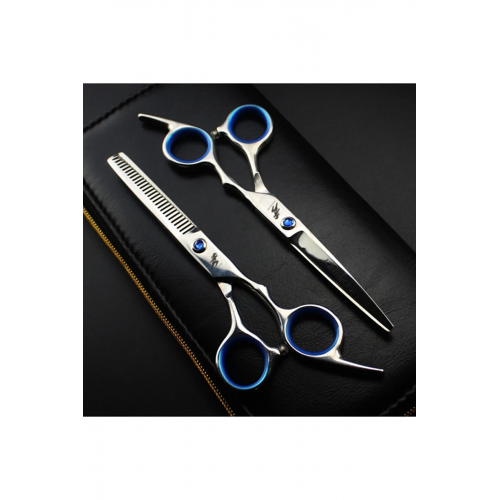 Profesyonel 3 Parça 6 İnç 17 Cm Deri Çantalı Kuaför Berber Saç Makas Seti Düz Makas Ara Makas Tarak