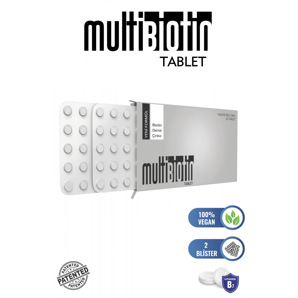 Biotin 5000 Mcg Zenginleştirilmiş Saç Ve Tırnak Vitamini - Demir Ve Çinko Katkılı 60 Tablet