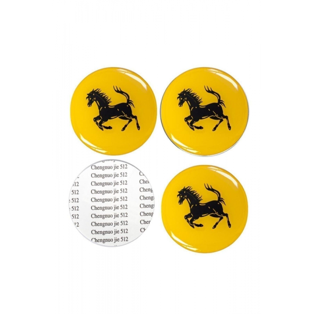 Jant Göbeği Göbek Arması Sarı Sticker 4'lü Set
