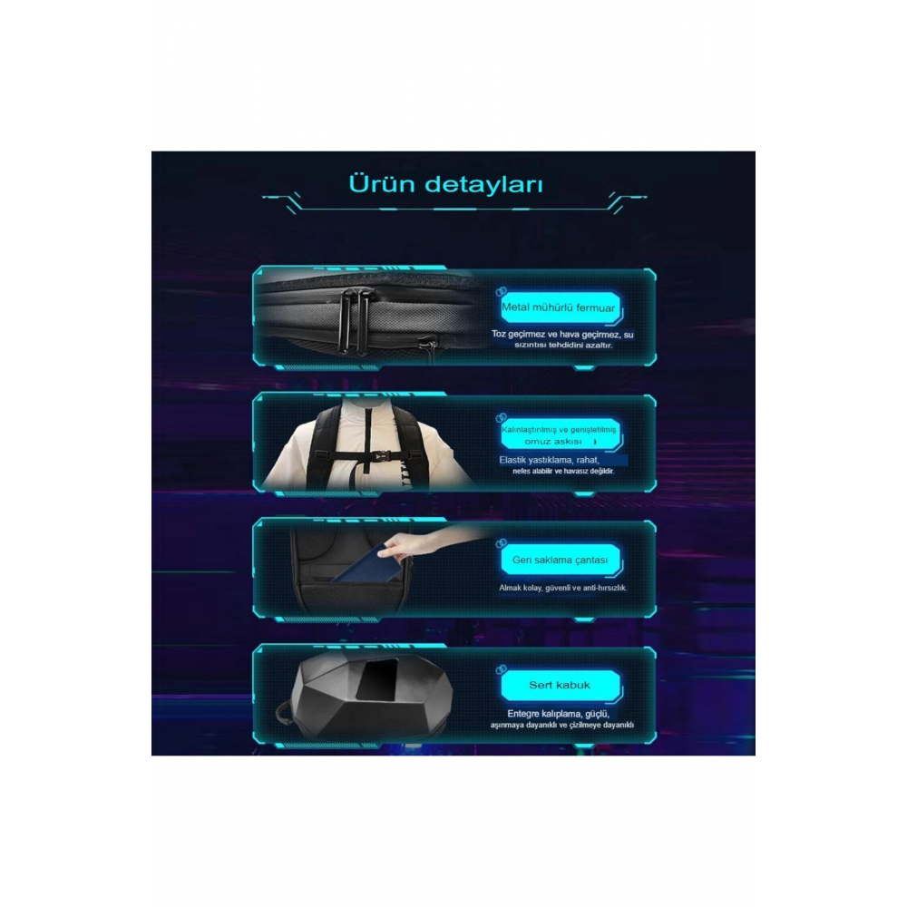 Motosiklet Led Ekran Sırt Çantası Su Geçirmez (LARGE) Çantası Seyahat Kamp Depolama Bagaj Çantası