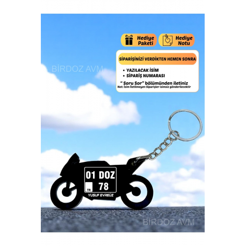 Kişiye Özel Isimli Hediyelik Motor Plaka Motor Tasarım Pleksi Anahtarlık - Çift Taraflı