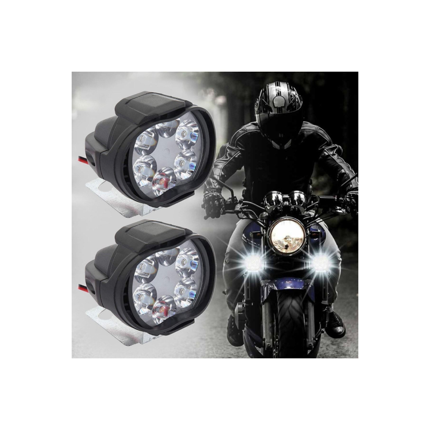 2 Adet Motosiklet Scooter Uyumlu Led Sis Farı Çakar Ve Sabit Mod 6 Ledli