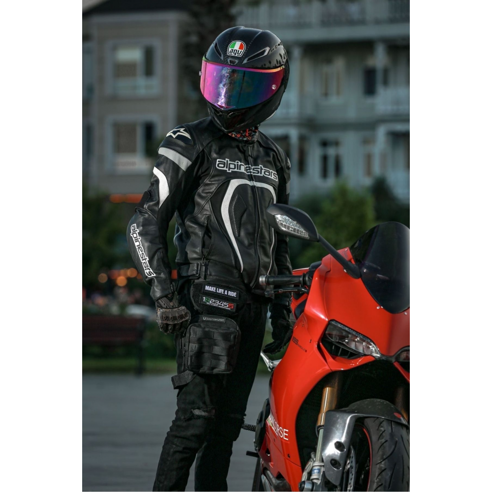 R1 Black Motorcu Bacak Çantası