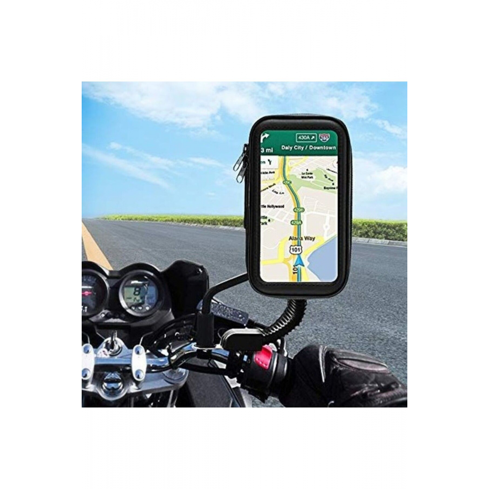 Motosiklet Bisiklet Telefon Tutucu Ayna Bağlantılı Su Geçirmez Kılıf Motor Tutacağı