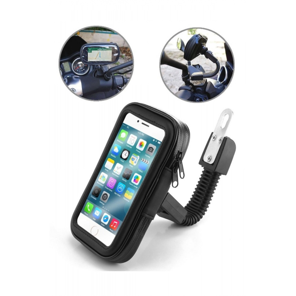 Motosiklet Bisiklet Telefon Tutucu Ayna Bağlantılı Su Geçirmez Kılıf Motor Tutacağı