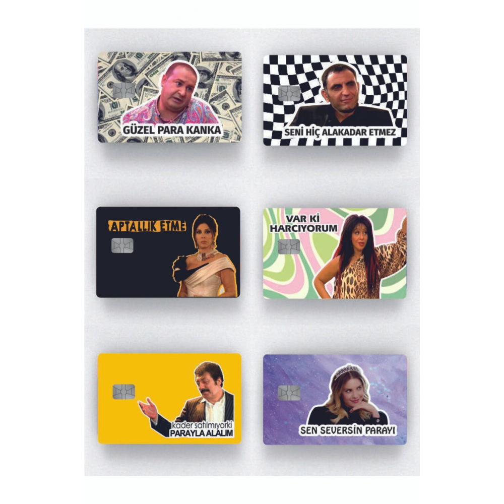 6'lı Kredi Kartı Kaplama Stickeri Papara Tosla Kredi Kartı Için Uyumlu