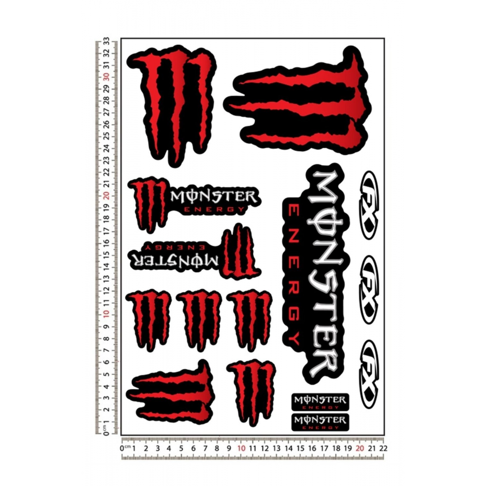 Monster Kırmızı Motosiklet Sticker Seti
