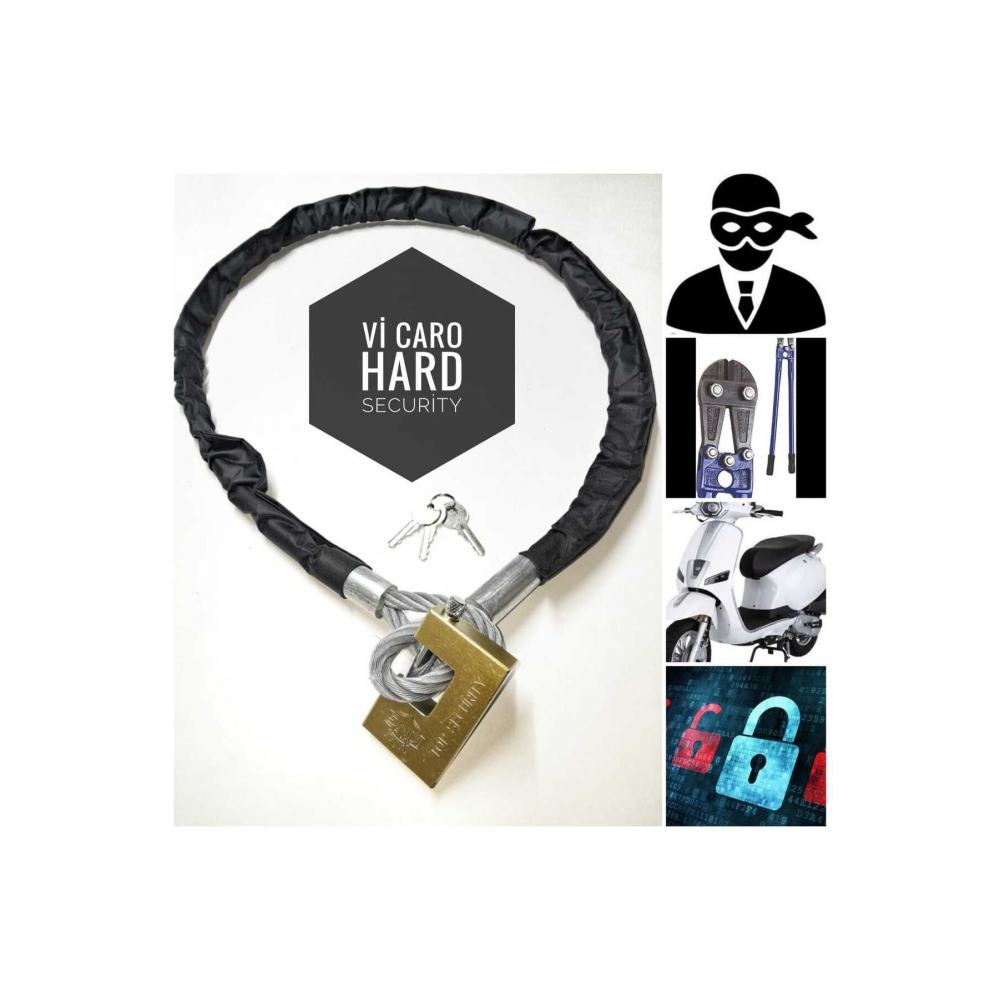 1.5 Metre 10 Mm Kalınlık Demir Makası Ile Kesilmez Çelik Halat Motosiklet Zincir Kilit Scooter