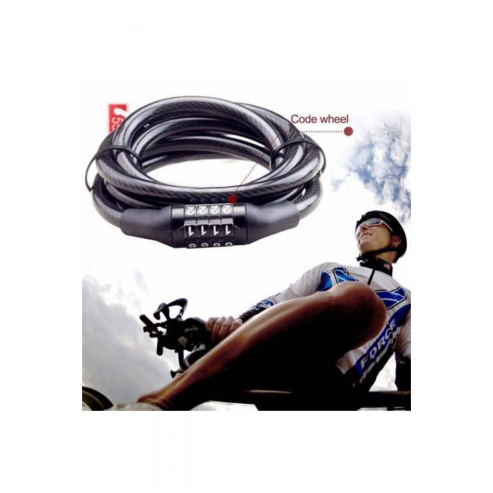 Çelik Motor Kilidi - Çelik Bisiklet Kilidi -100 cm Çelik Kilit - Şifreli Bisiklet Kilidi