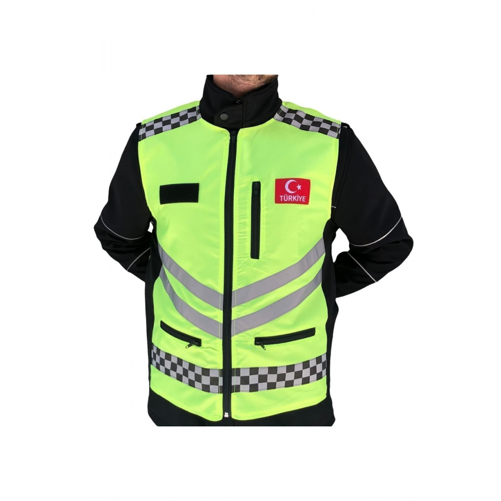 Neon Sarı Motorcu Yeleği