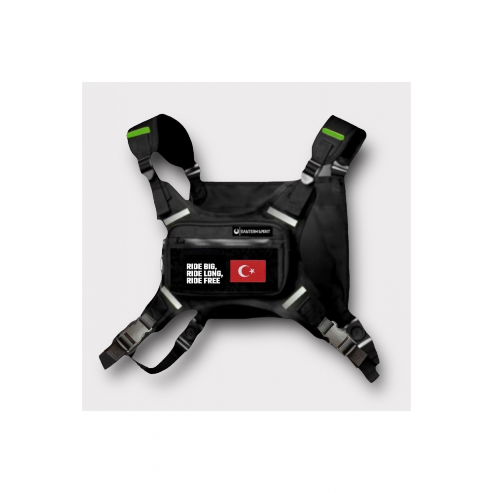 Reflektörlü Yelek R1 Black (YENİ YASAYA UYGUN ÜRETİLMİŞTİR)