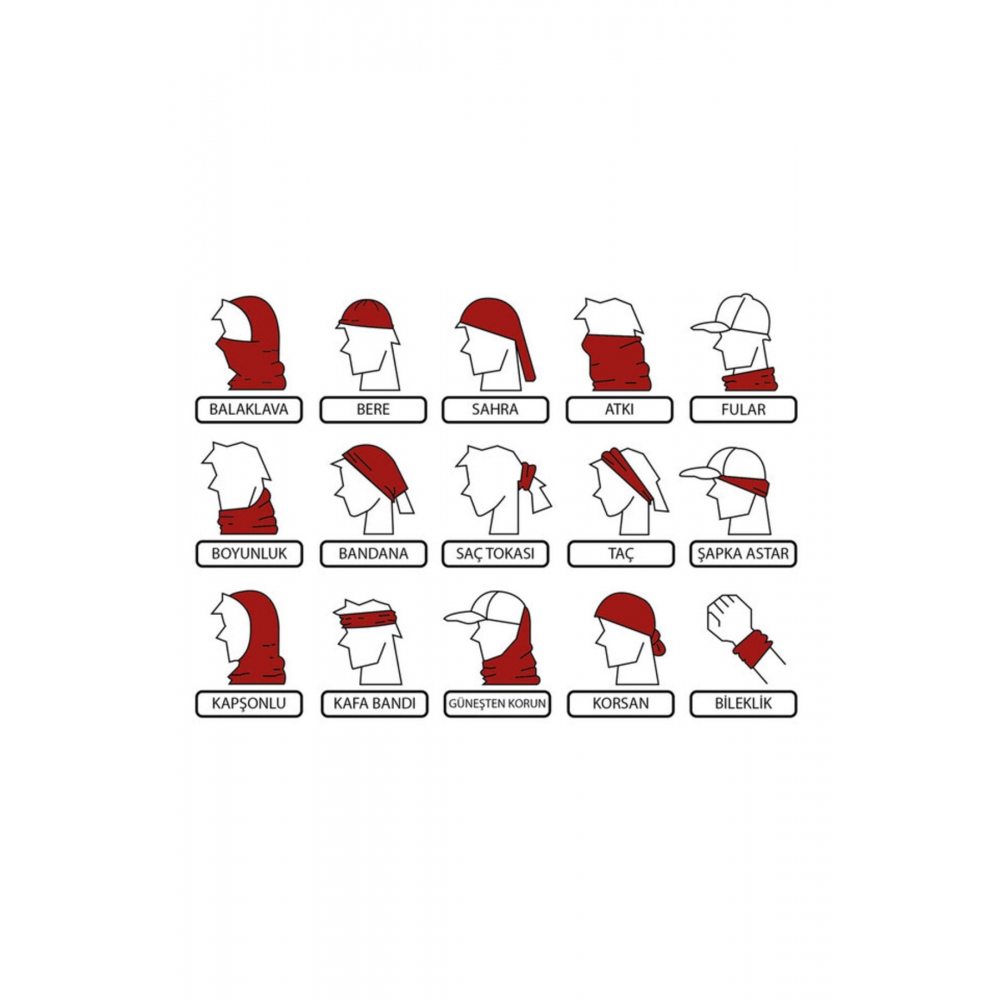 Karışık Çok Desenli Tasarımlı Motorcu Buff Maske Outdoor Boyunluk Unisex Bandana