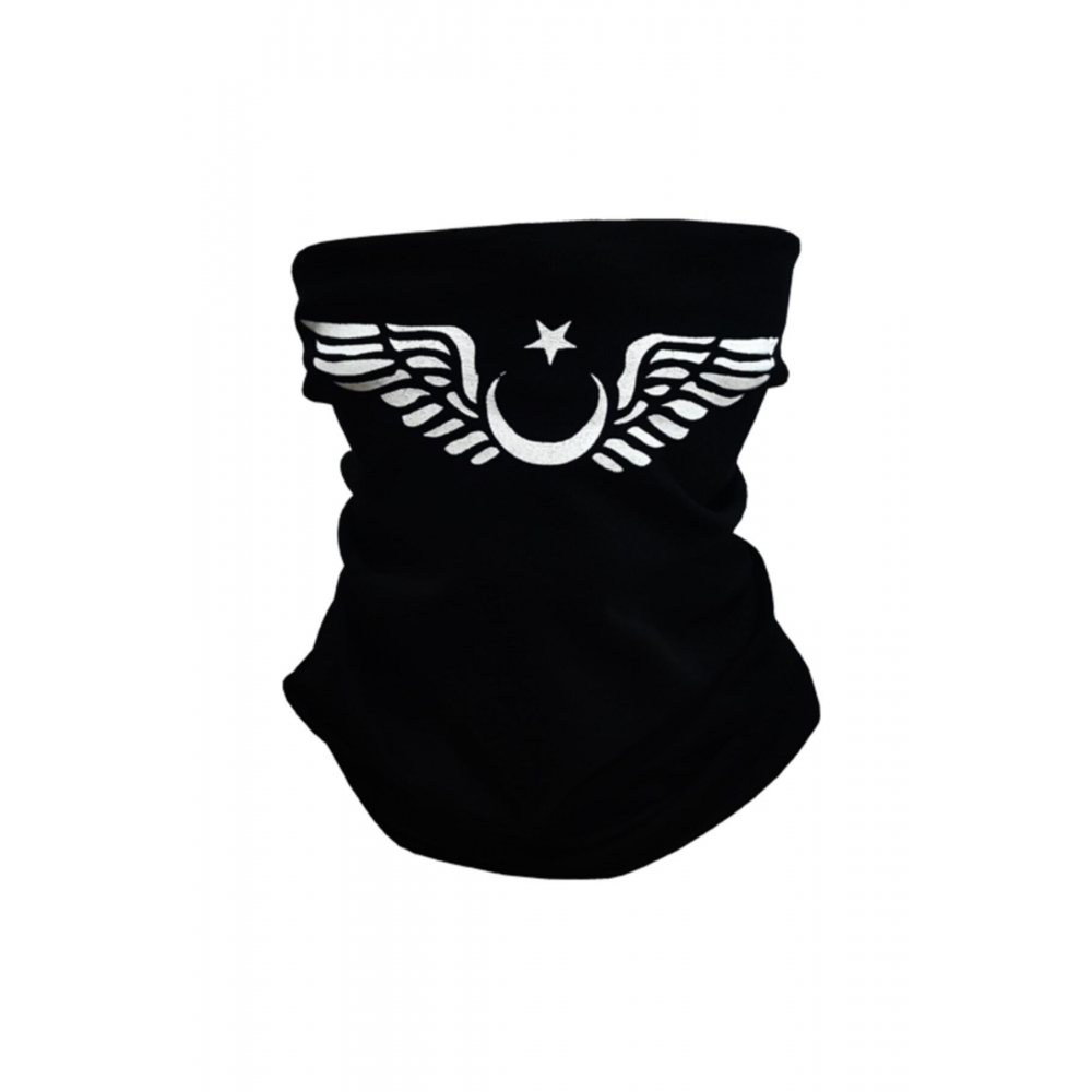 Buff Bandana Penye Yüz Maskesi Siyah Türk Bayrağı Desen