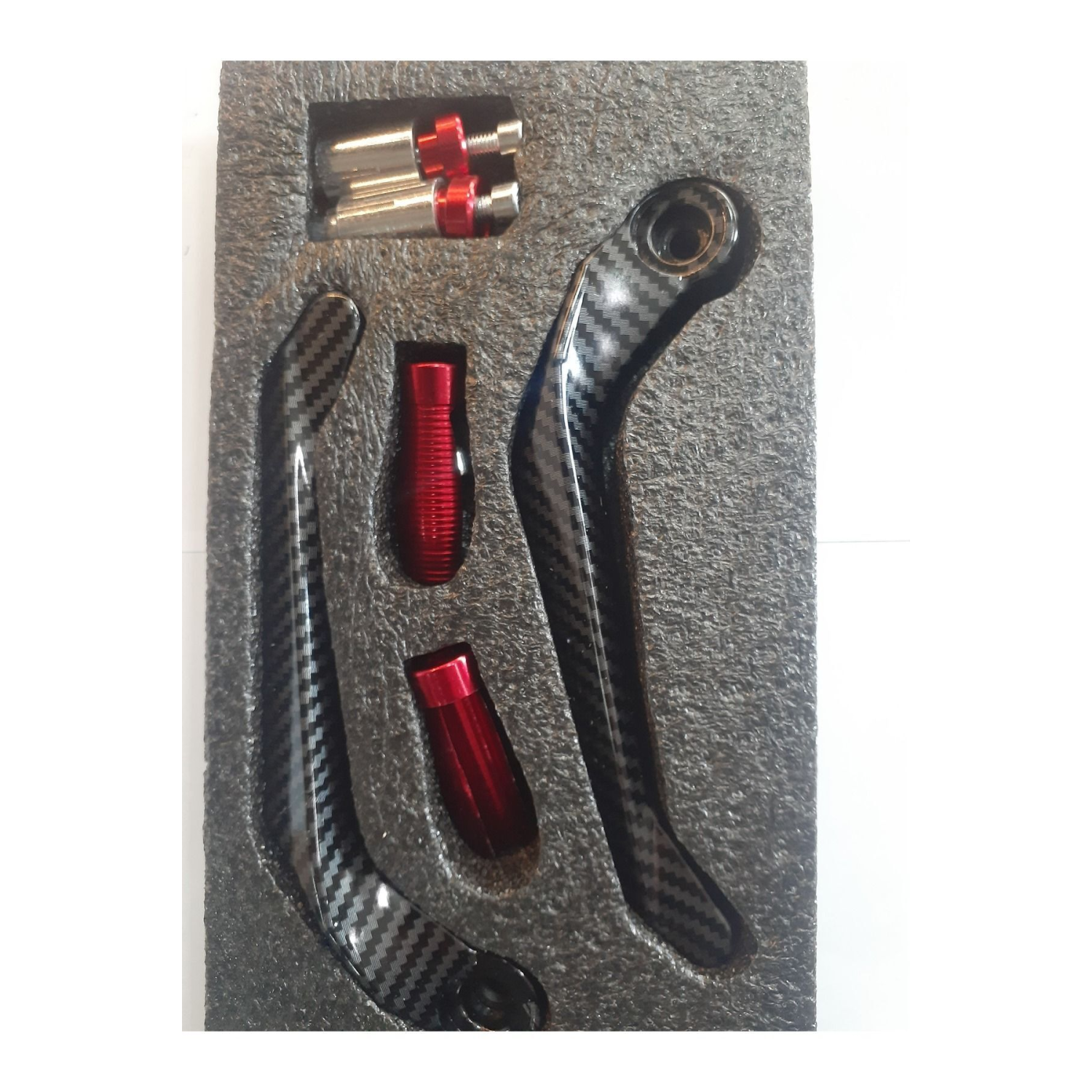 Motosiklet El Koruma Manet Set Alüminyum Carbon Detay Kırmızı