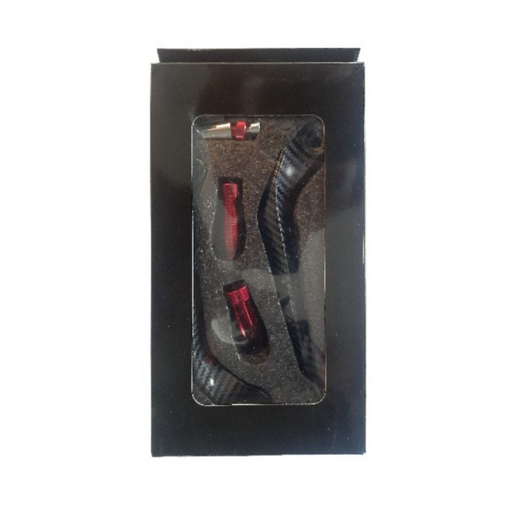 Motosiklet El Koruma Manet Set Alüminyum Carbon Detay Kırmızı