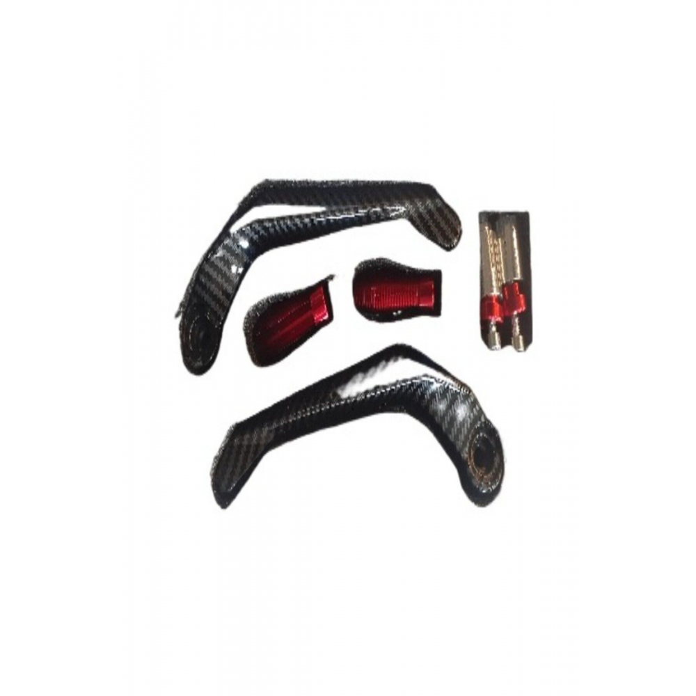 Motosiklet El Koruma Manet Set Alüminyum Carbon Detay Kırmızı