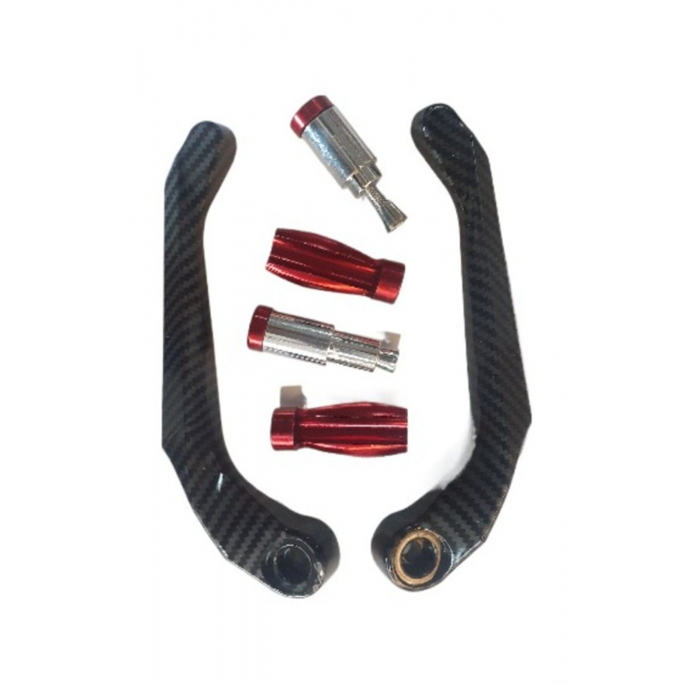 Motosiklet El Koruma Manet Set Alüminyum Carbon Detay Kırmızı